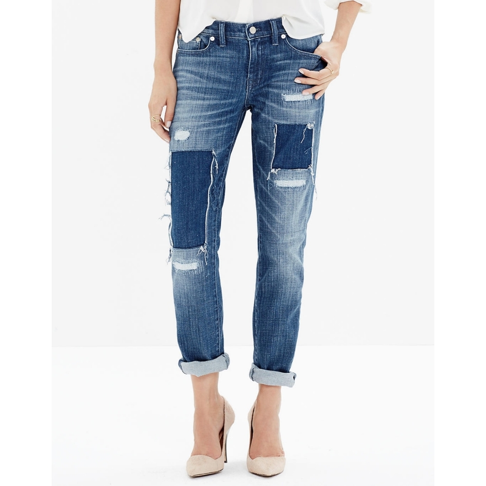 NWT Madewell Slim Boyjean: Patched-Up Edition Size 26